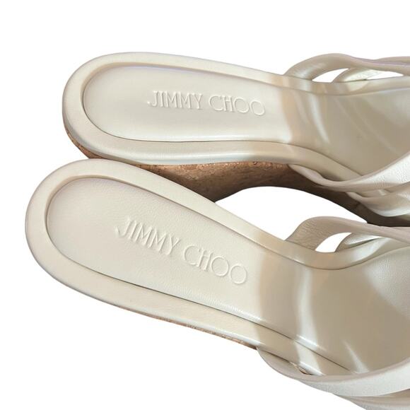 Jimmy Choo Maribou 110 Platform Leather Wedge Slide Sandals NEW EU 38.5/US 8.5 - Picture 5 of 10